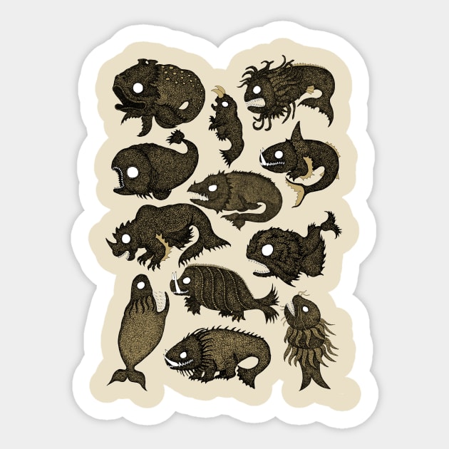 Sea Monsters assorted Sticker by djrbennett